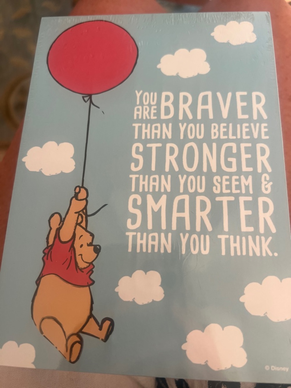 Disney Winnie the Pooh Red & Light Blue Inspirational Print